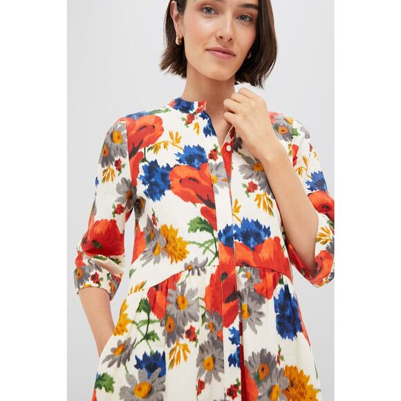 TUCKERNUCK Crimson Poppy Cotton Linen Royal Shirt Dress Size M NWT - Picture 5 of 8